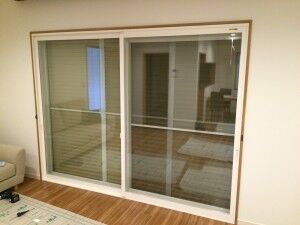 大きなテラス窓の二重窓取り付け後