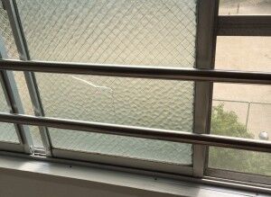 網入りガラスの割れた箇所